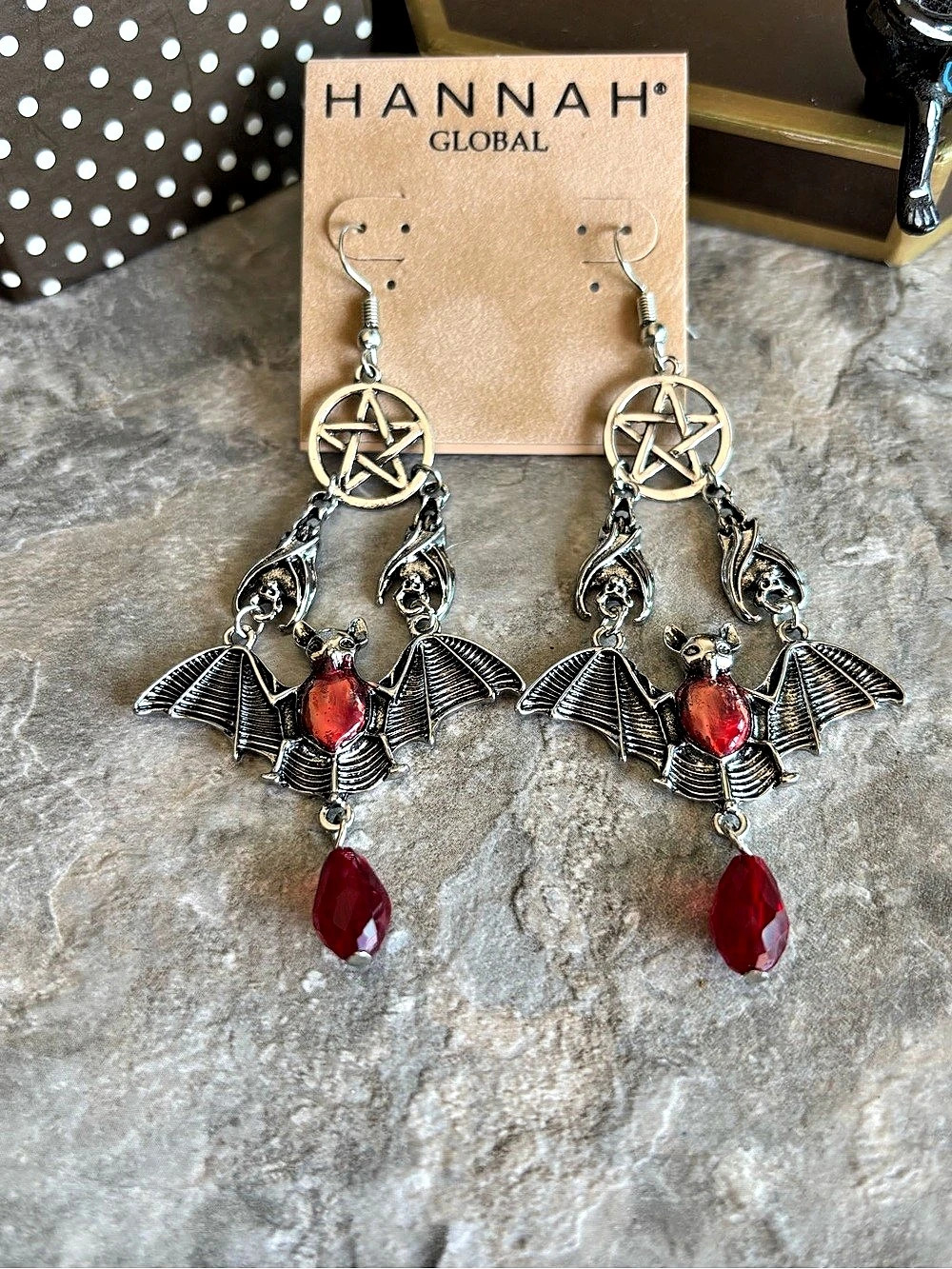Stunning Bat Dangle Earrings with Gothic Accents